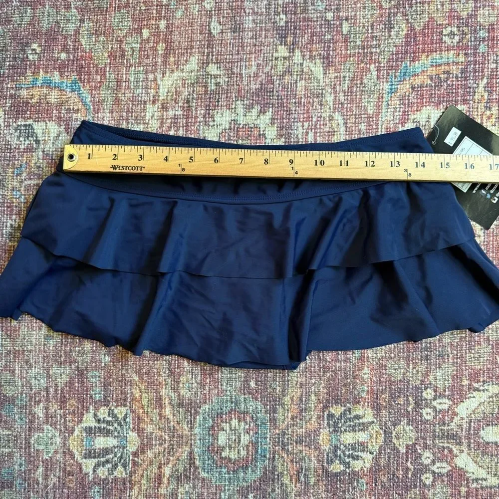 Mazu Swim Size 8 Navy Blue Ruffled Women's Swim Skirt